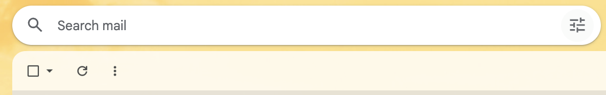 Gmail search bar with the search-options slider icon on the right